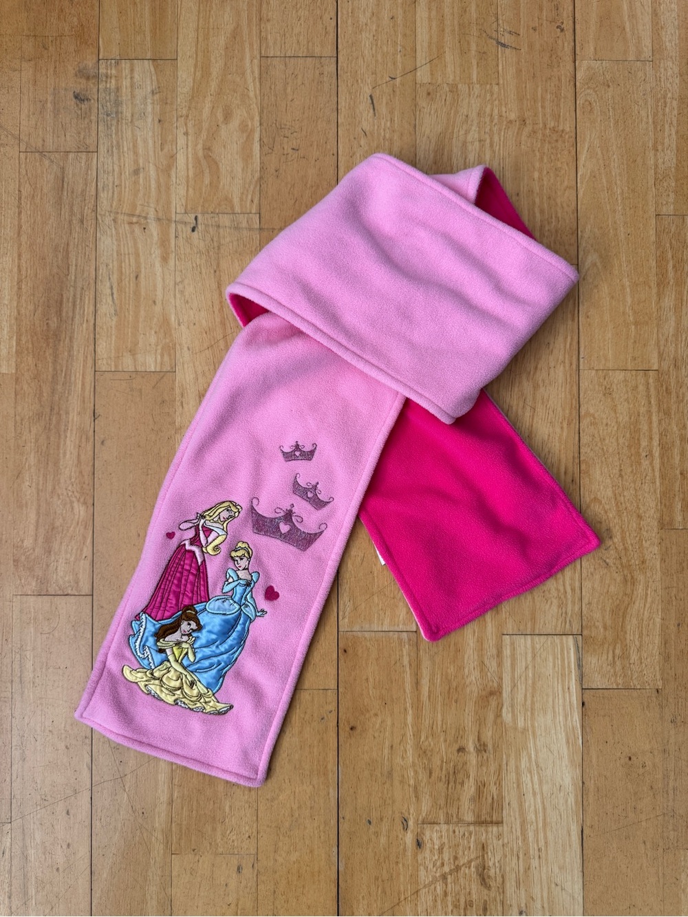 Disney Kids Pink Princess Fleece Scarf - Reversible Hot Pink